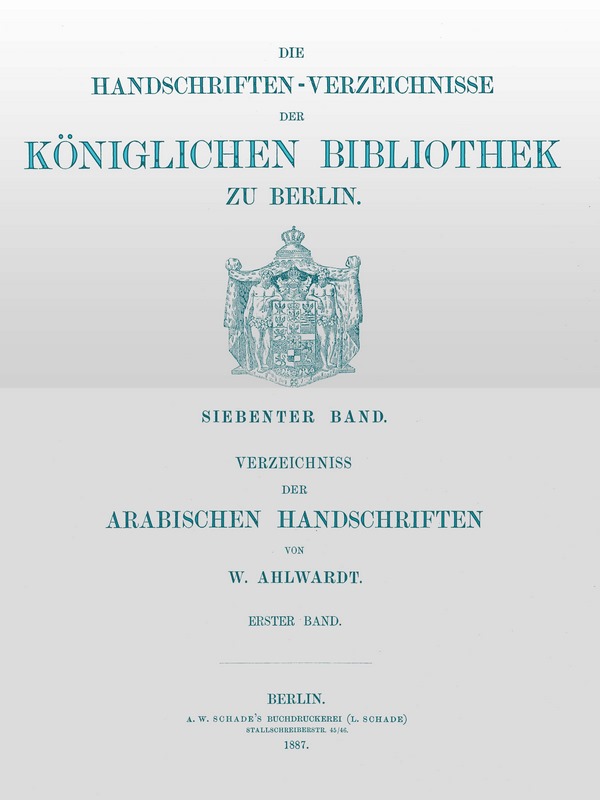 Die Handschriften - Verzeichnisse der Königlichen Bibliothek zu Berlin-